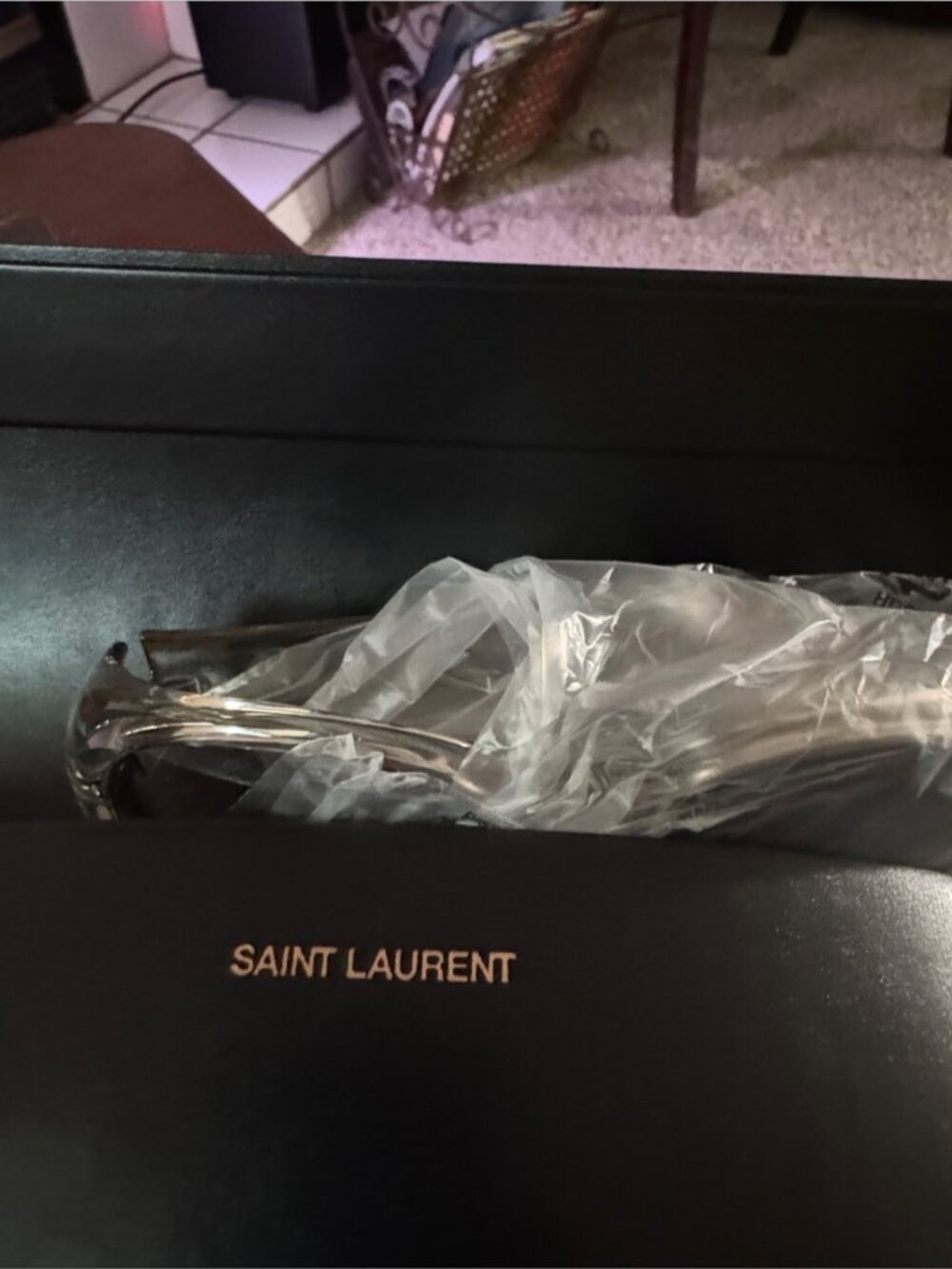 Saint Laurent Transparent/Clear Oval Sunglasses with Silver Lenses - Picture 4 of 10